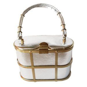 Vintage '50s Etra Metallic Silver & Gold Box Purse